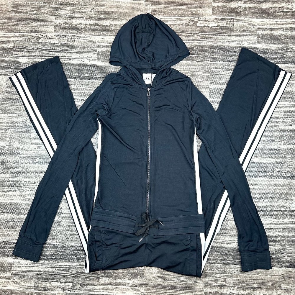 Armani Exchange a/x Y2K sz S Hooded Athletic Zip Up Hoodie Jumpsuit Boot Leg